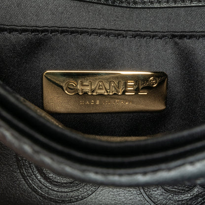Black Chanel Mini Square Coco Embossed Calfskin Flap Crossbody Bag