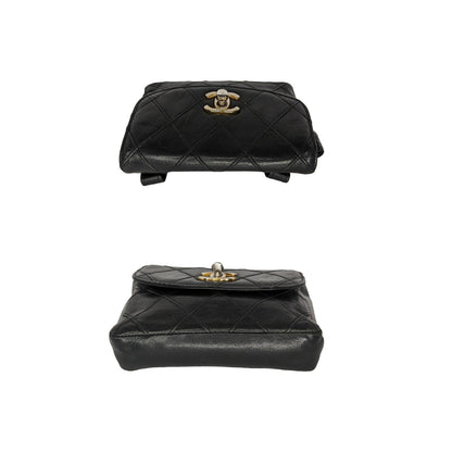 Chanel Vintage Lambskin Diamond Stitched Flap Waist Belt Bag