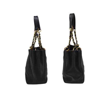 Chanel Vintage Black Quilted Caviar Grand Shopping Tote