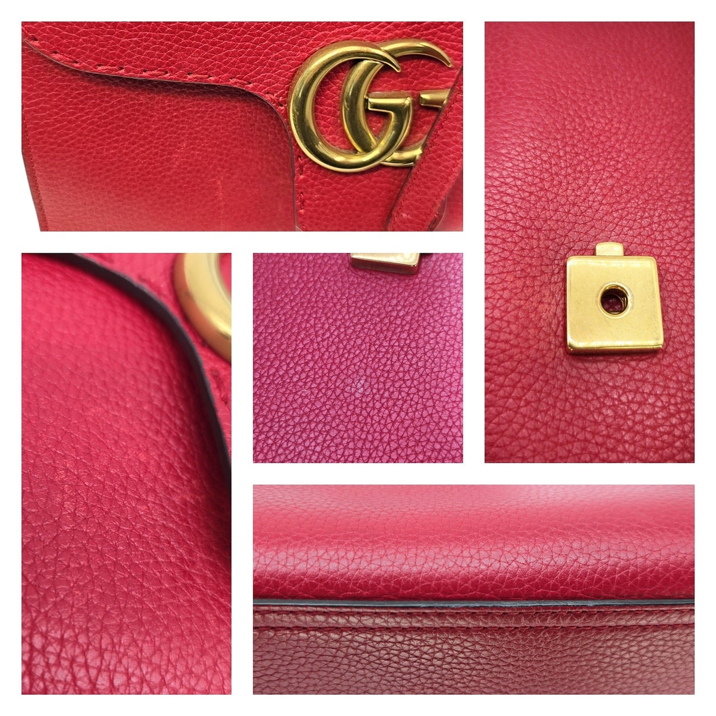 Gucci Calfskin Small GG Marmont Top Handle Bag