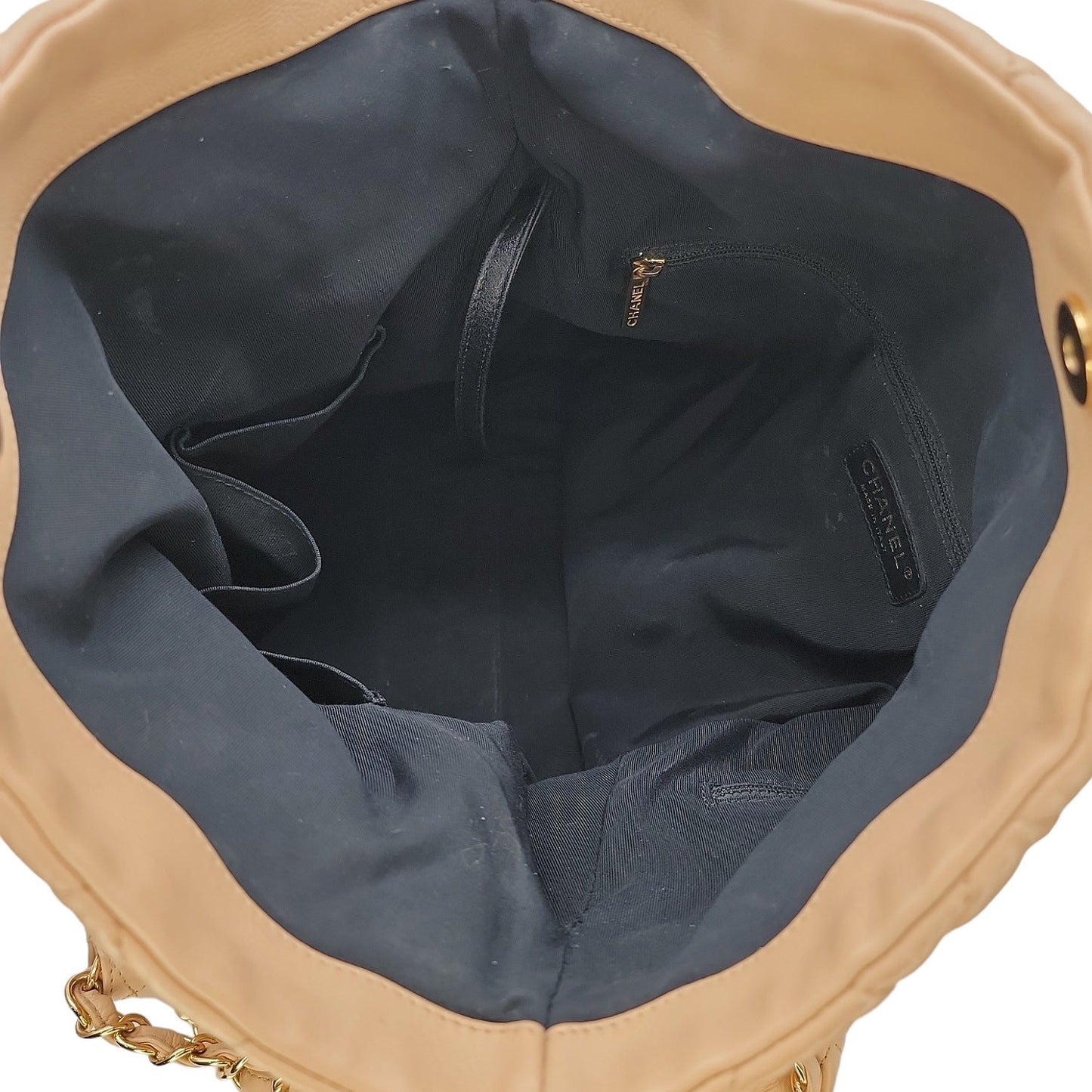 Chanel 2011 Quilted Chain Me Hobo Beige Clair