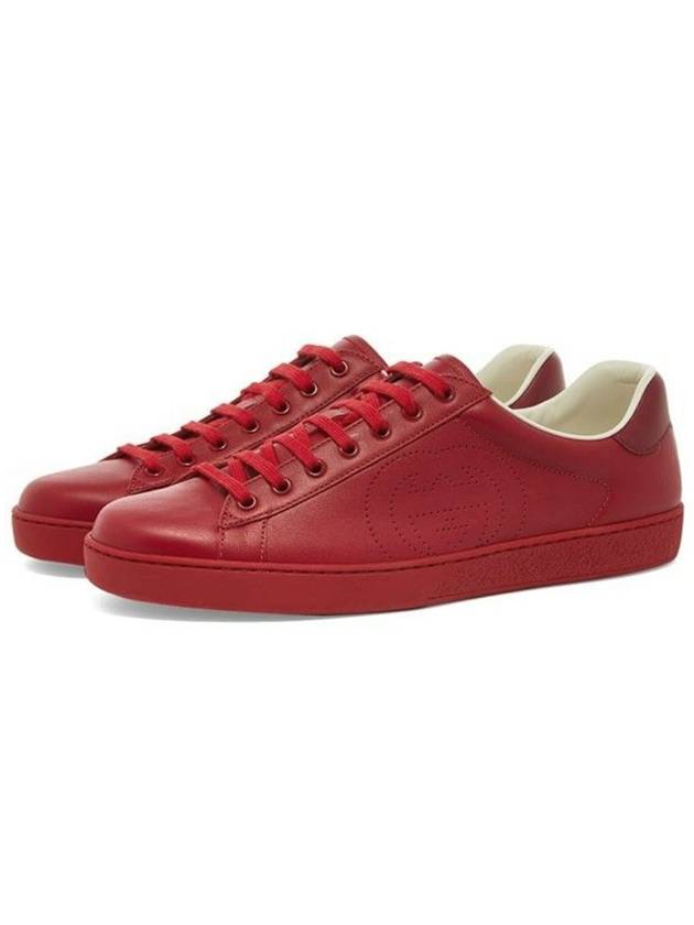 Gucci Ace Interlocking G Low Top Sneakers Hibiscus Red