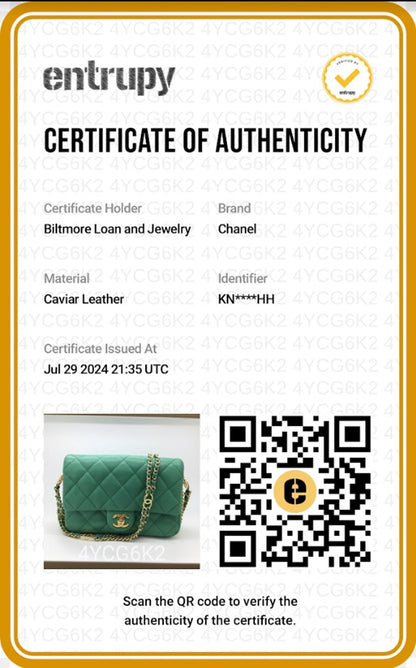 Chanel 2023 Green Grained Calfskin Quilted Mini CC You Flap