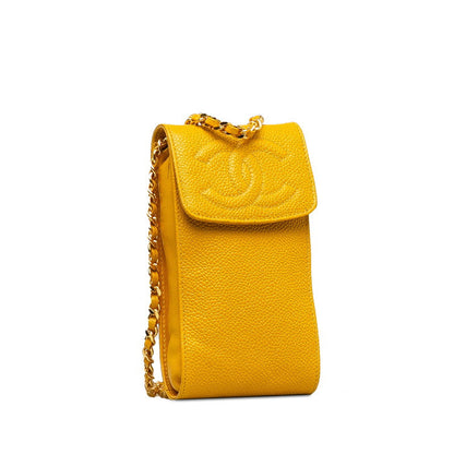 Chanel Caviar Skin Mini Pochette Crossbody Bag Yellow