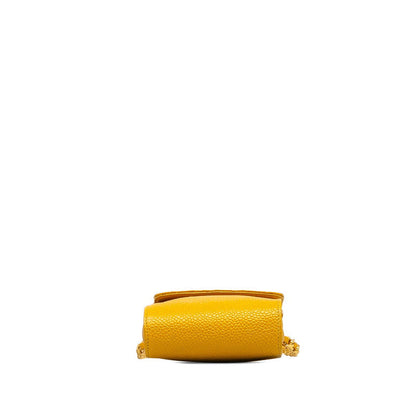 Chanel Caviar Skin Mini Pochette Crossbody Bag Yellow