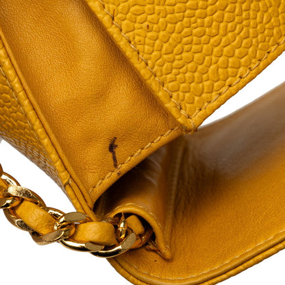 Chanel Caviar Skin Mini Pochette Crossbody Bag Yellow
