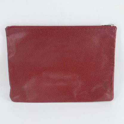 Chanel Red Leather Clutch
