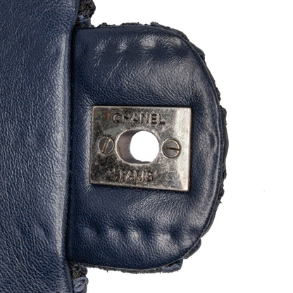 Blue Chanel Paris Seoul Mini Crochet Lambskin Single Flap Crossbody Bag