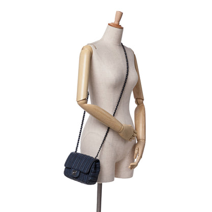 Blue Chanel Paris Seoul Mini Crochet Lambskin Single Flap Crossbody Bag