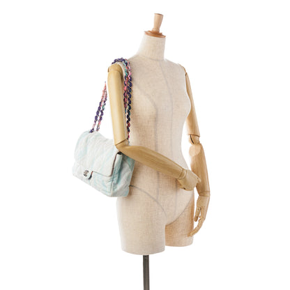 Blue Chanel Quilted Jungle Jeans Flap Shoulder Bag