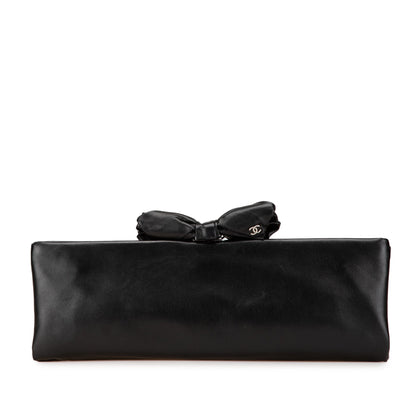 Black Chanel Lambskin Bow Long Clutch