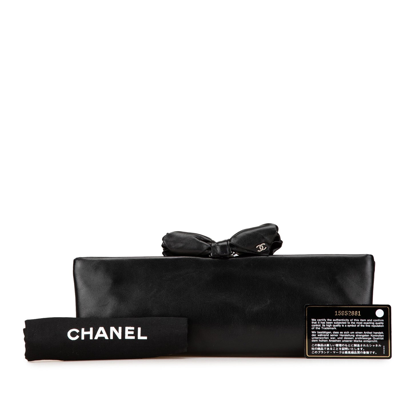 Black Chanel Lambskin Bow Long Clutch