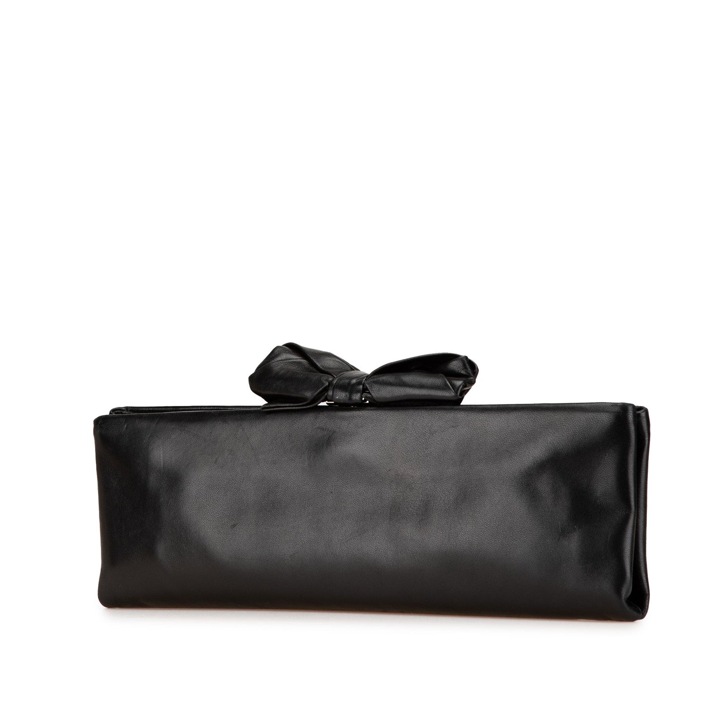 Black Chanel Lambskin Bow Long Clutch