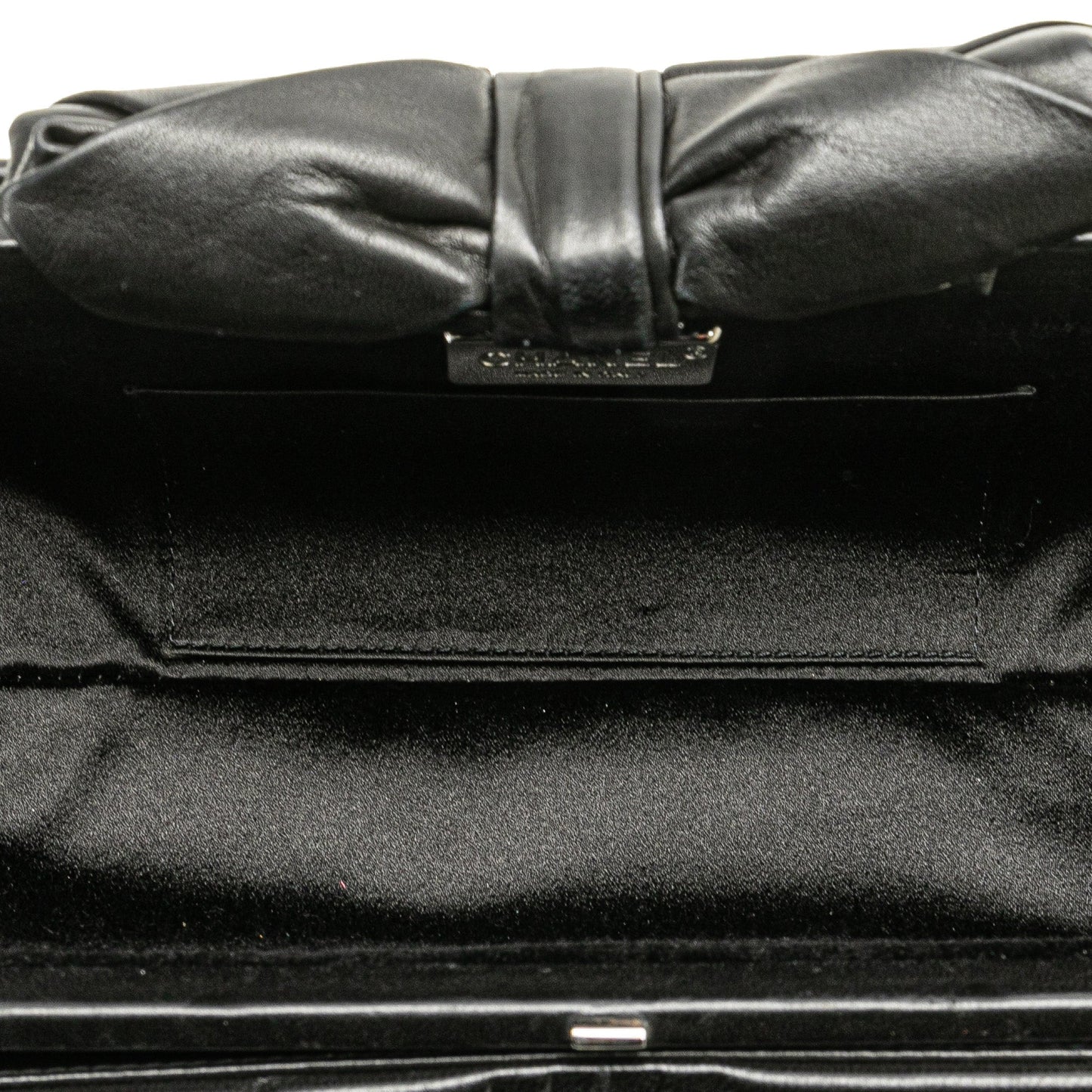 Black Chanel Lambskin Bow Long Clutch