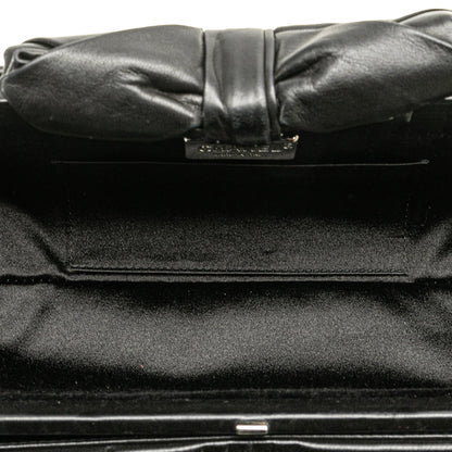 Black Chanel Lambskin Bow Long Clutch