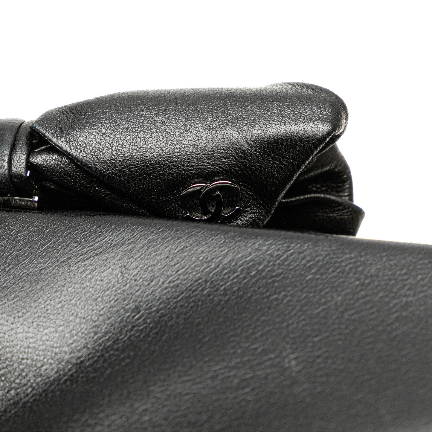 Black Chanel Lambskin Bow Long Clutch