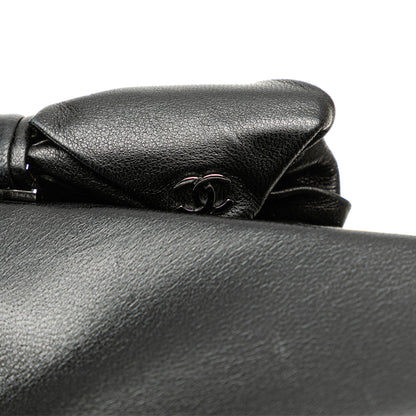 Black Chanel Lambskin Bow Long Clutch