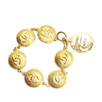 Gold Chanel Gold Plated CC Medallion Bracelet