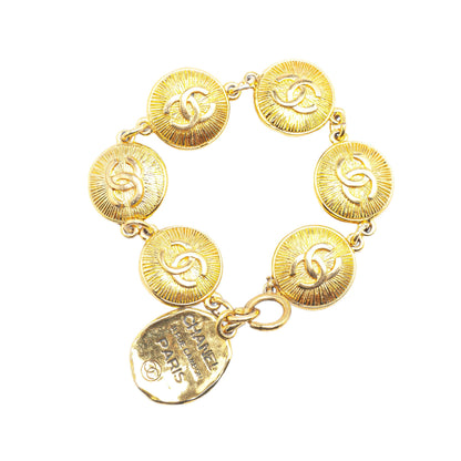Gold Chanel Gold Plated CC Medallion Bracelet