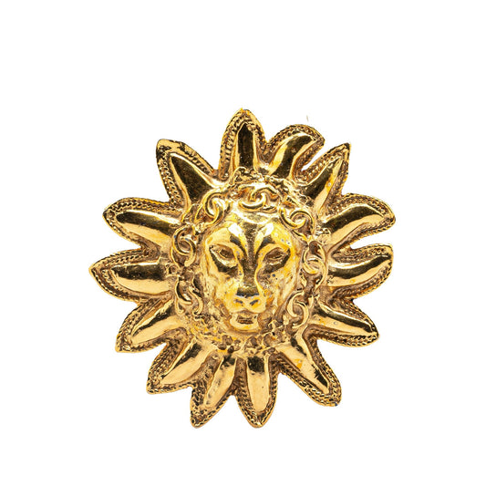 Gold Chanel Gold Plated Lion Pin Brooch