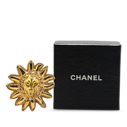 Gold Chanel Gold Plated Lion Pin Brooch