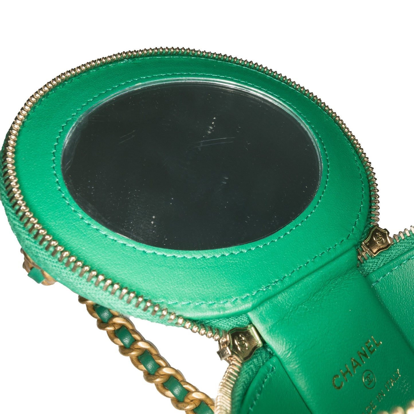 Green Chanel Quilted Lambskin Afternoon Tea Vanity Case with Chain Satchel