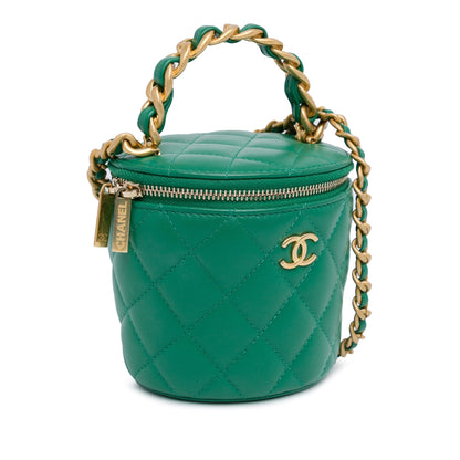 Green Chanel Quilted Lambskin Afternoon Tea Vanity Case with Chain Satchel