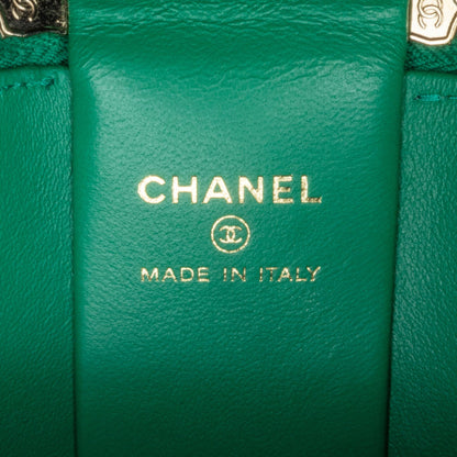 Green Chanel Quilted Lambskin Afternoon Tea Vanity Case with Chain Satchel