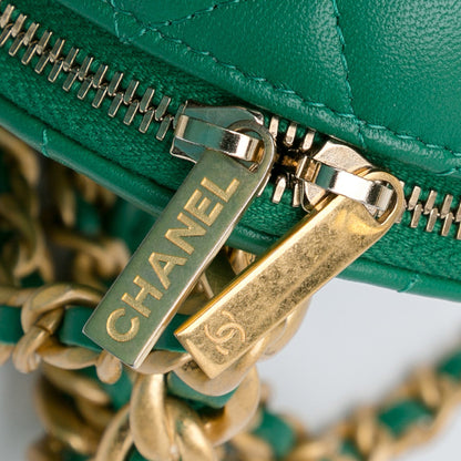 Green Chanel Quilted Lambskin Afternoon Tea Vanity Case with Chain Satchel