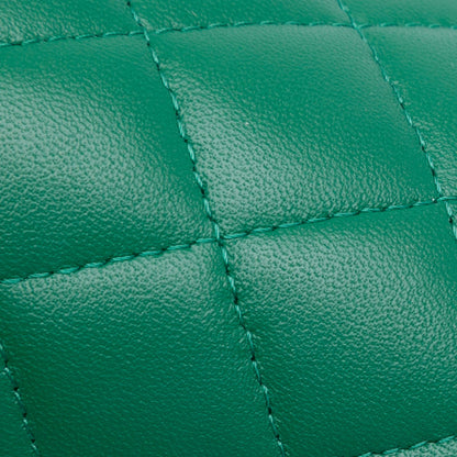 Green Chanel Quilted Lambskin Afternoon Tea Vanity Case with Chain Satchel