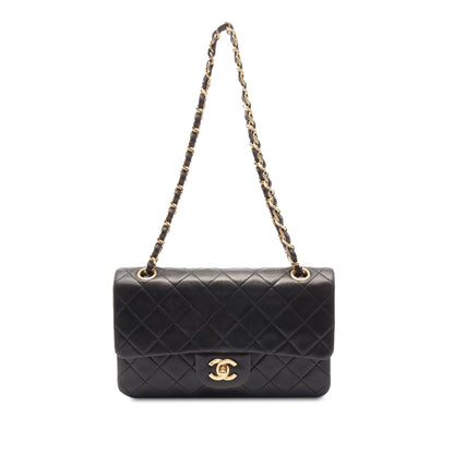 Black Chanel Small Classic Lambskin Double Flap Shoulder Bag