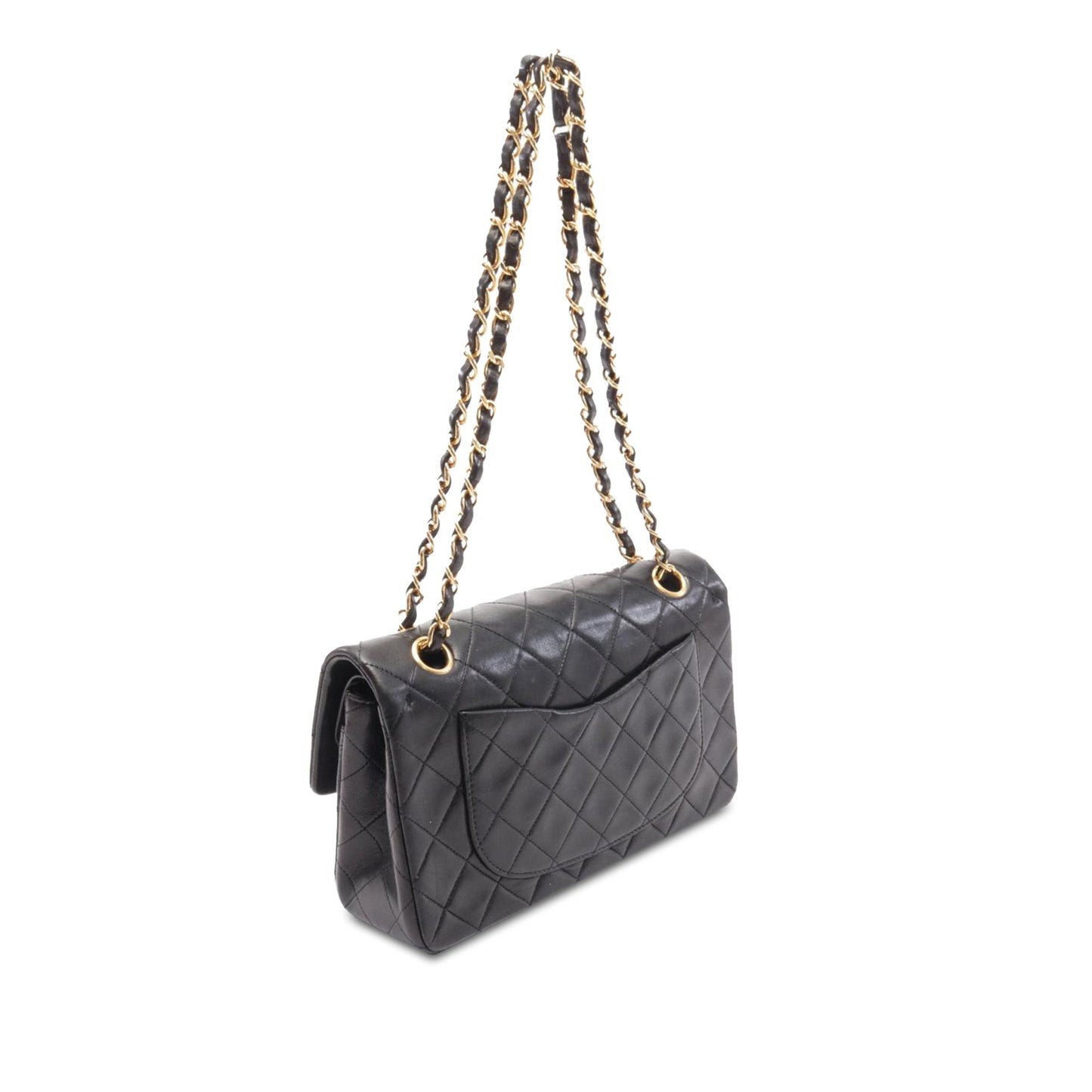 Black Chanel Small Classic Lambskin Double Flap Shoulder Bag