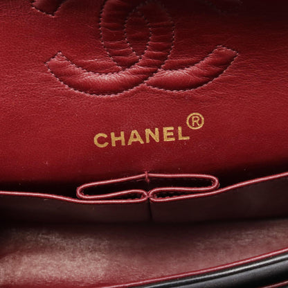 Black Chanel Small Classic Lambskin Double Flap Shoulder Bag