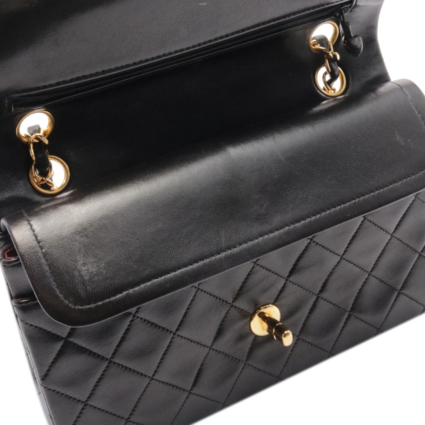 Black Chanel Small Classic Lambskin Double Flap Shoulder Bag