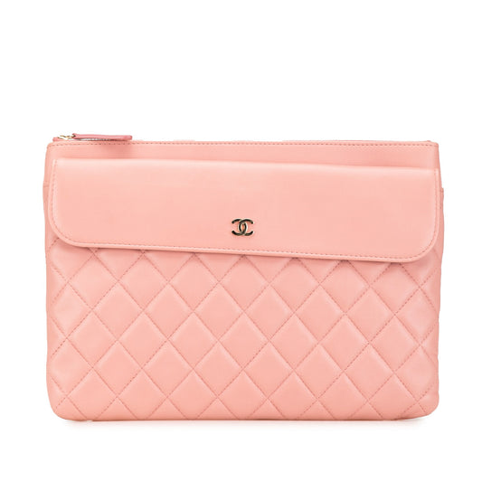 Chanel Sac Medium Quilted Lambskin Flap O Case Clutch