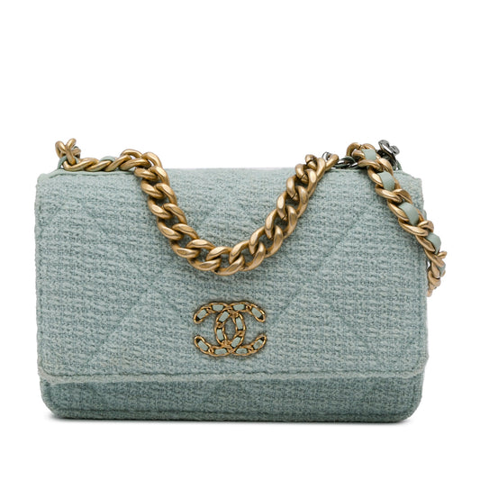 Blue Chanel Tweed 19 Wallet On Chain Satchel