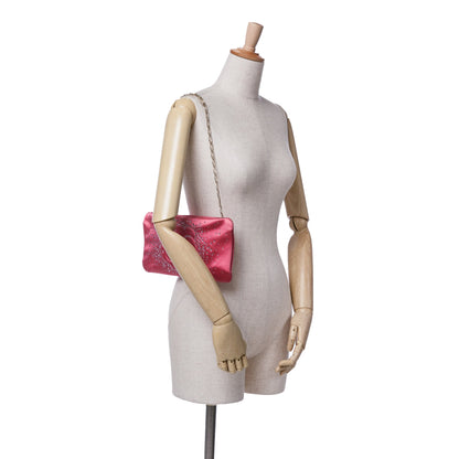 Chanel Sac Satin Diamante Camellia Clutch with Chain