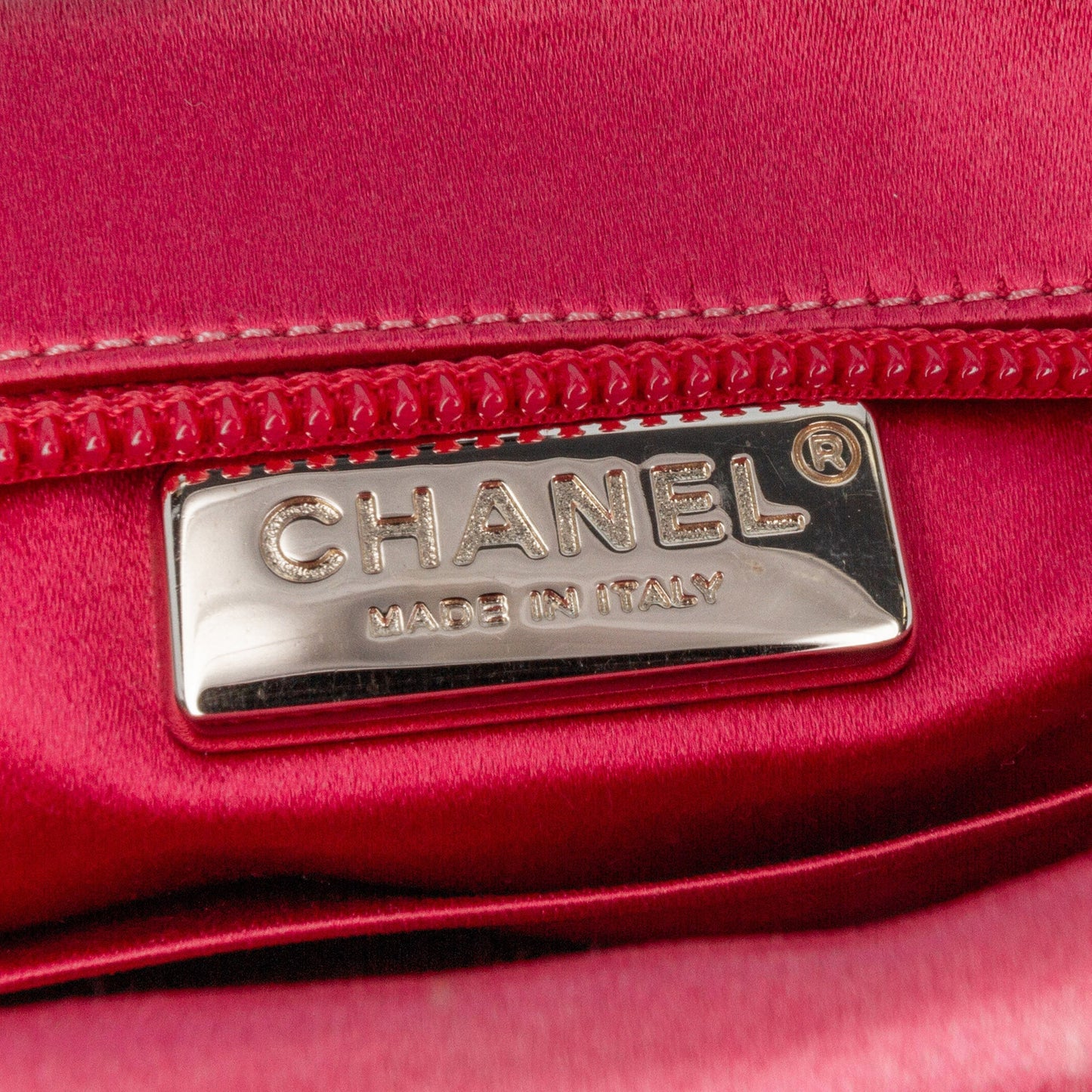 Chanel Sac Satin Diamante Camellia Clutch with Chain