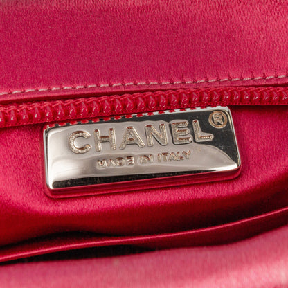 Chanel Sac Satin Diamante Camellia Clutch with Chain