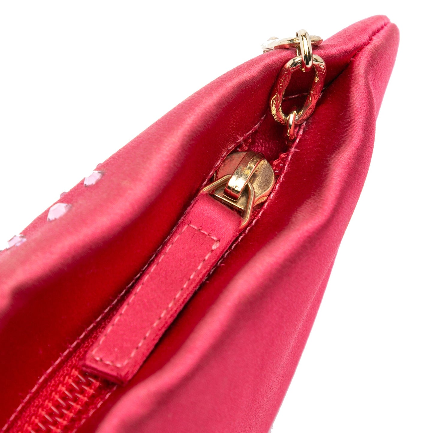 Chanel Sac Satin Diamante Camellia Clutch with Chain