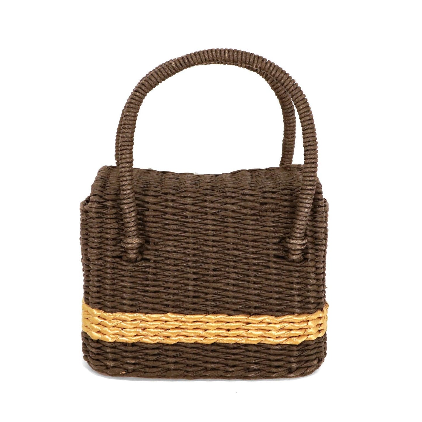 Chanel Black and Gold Wicker Basket Bag
