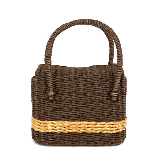 Chanel Black and Gold Wicker Basket Bag
