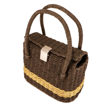 Chanel Black and Gold Wicker Basket Bag