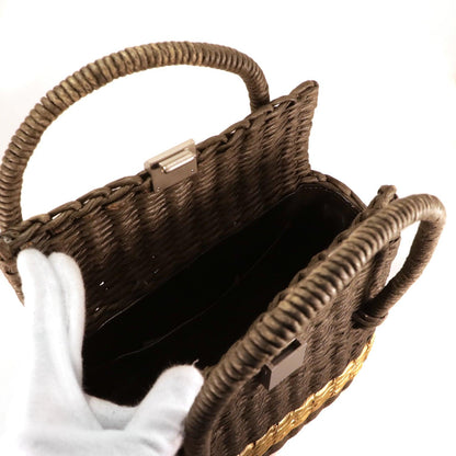 Chanel Black and Gold Wicker Basket Bag
