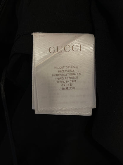 Gucci Black Silk Mini Floral Printed Dress with Gold Pearl Embellishments Size IT 38 (UK 6)