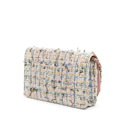 Chanel Sac Quilted Boucle Tweed Charm Wallet On Chain