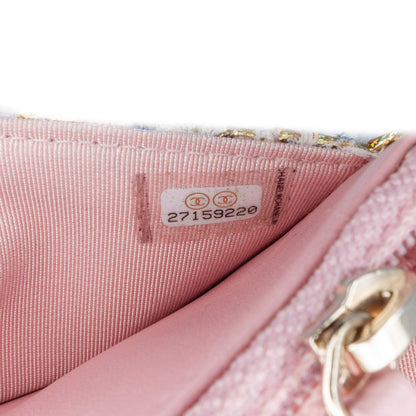 Chanel Sac Quilted Boucle Tweed Charm Wallet On Chain