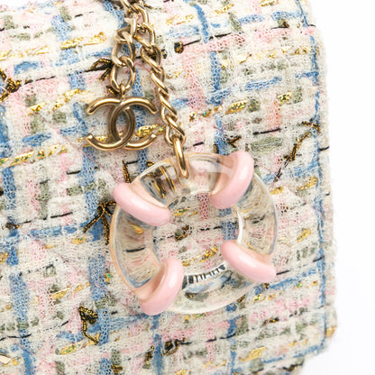 Chanel Sac Quilted Boucle Tweed Charm Wallet On Chain