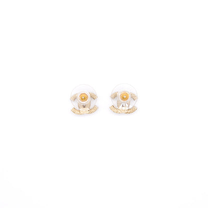 Chanel Light Gold CC Crystal Stud Earnings