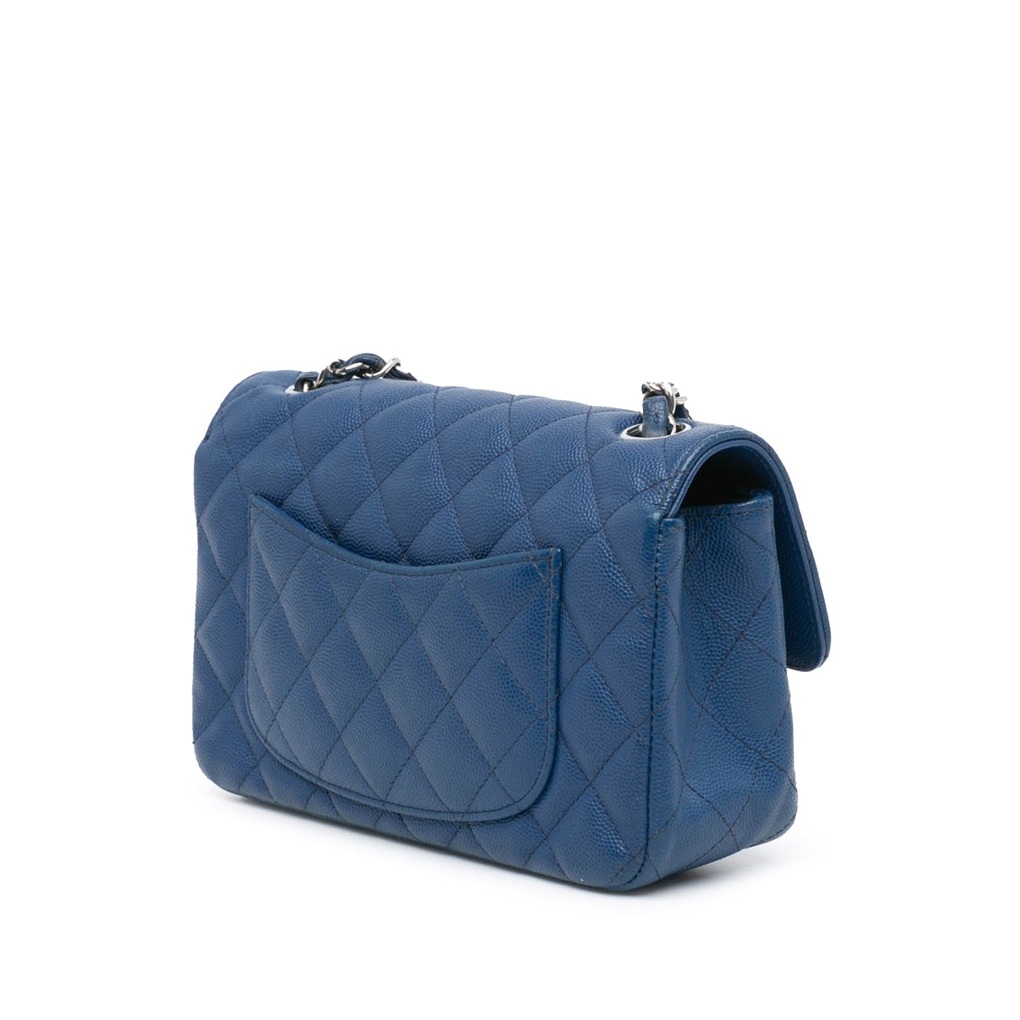 Blue Chanel Mini Rectangular Classic Caviar Single Flap Crossbody Bag